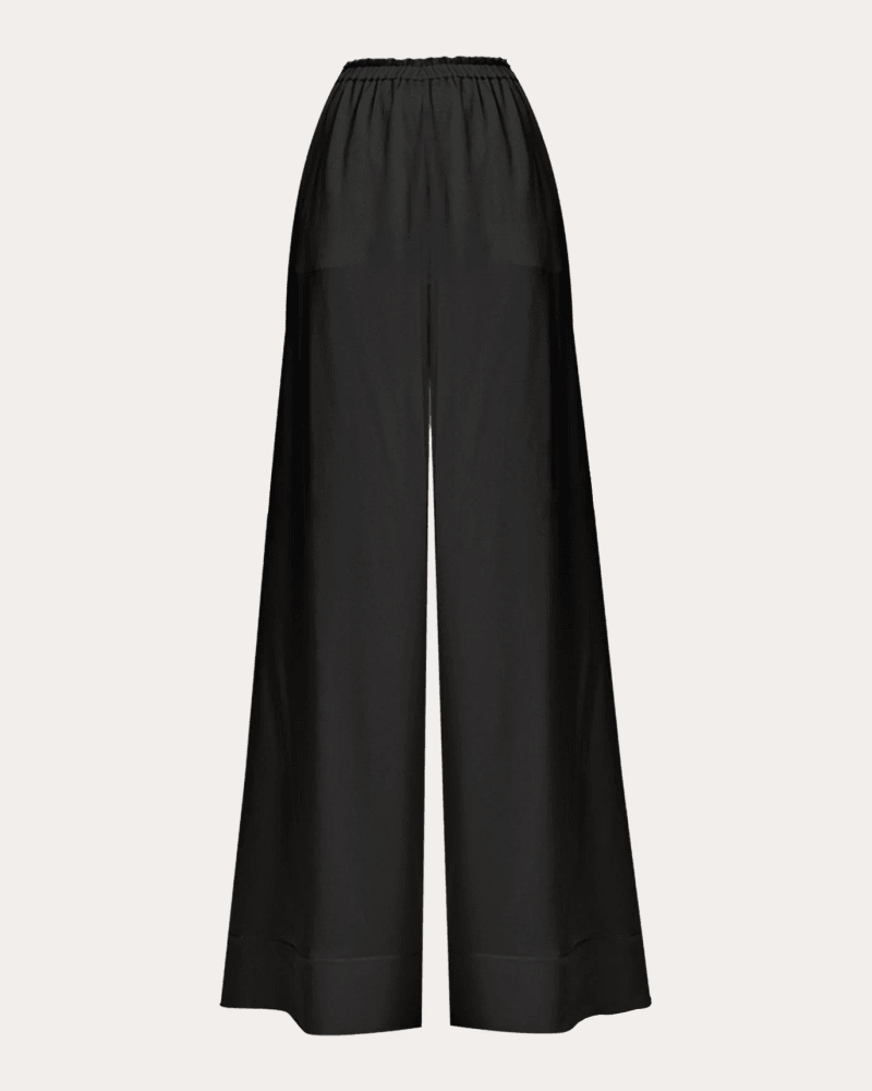ROMUṠE Women's Lourdes Silk Wide-Leg Pants in Black Silk/Elastane