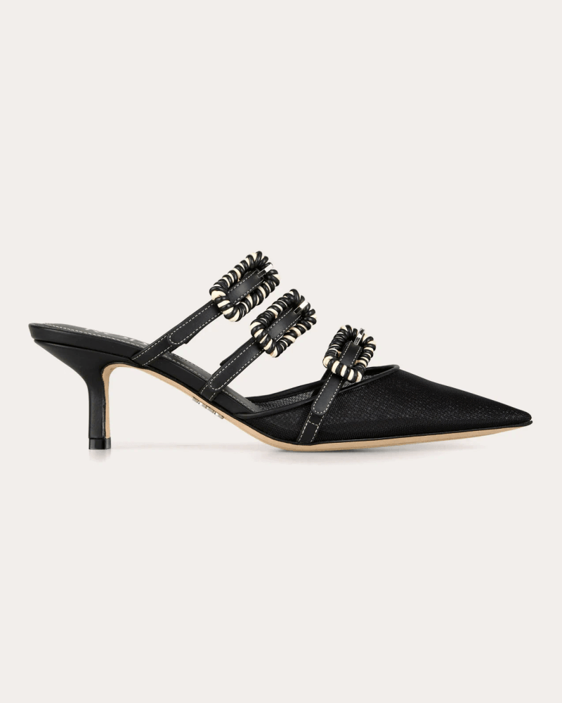 RODO Women's Paige 55 Mesh Leather Mule in Black Leather/Mesh