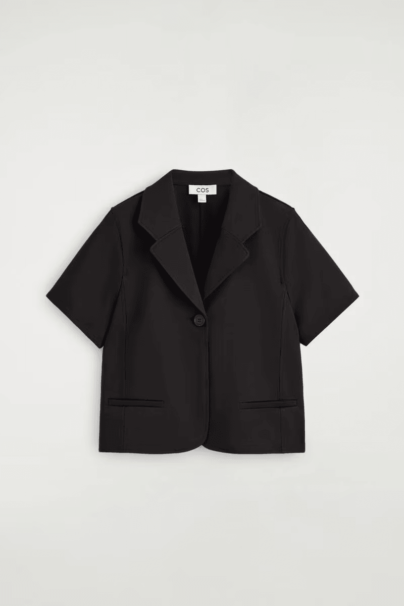 Twill-Jersey Short-Sleeved Blazer