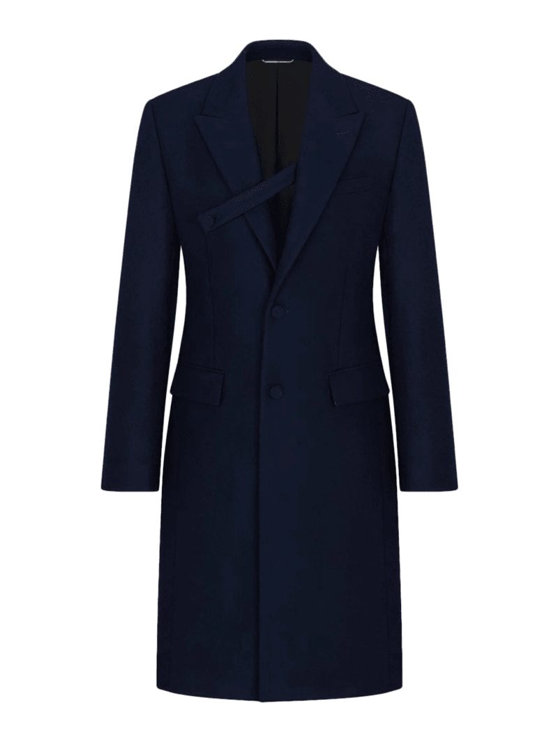 LONG COAT WITH BUTTONED BAND IN VIRGIN WOOL - Christian Dior - Man
