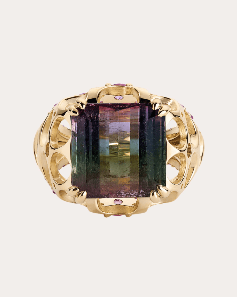 Ruveil Women's Tourmaline & Sapphire 14k Gold Apollonian Ring