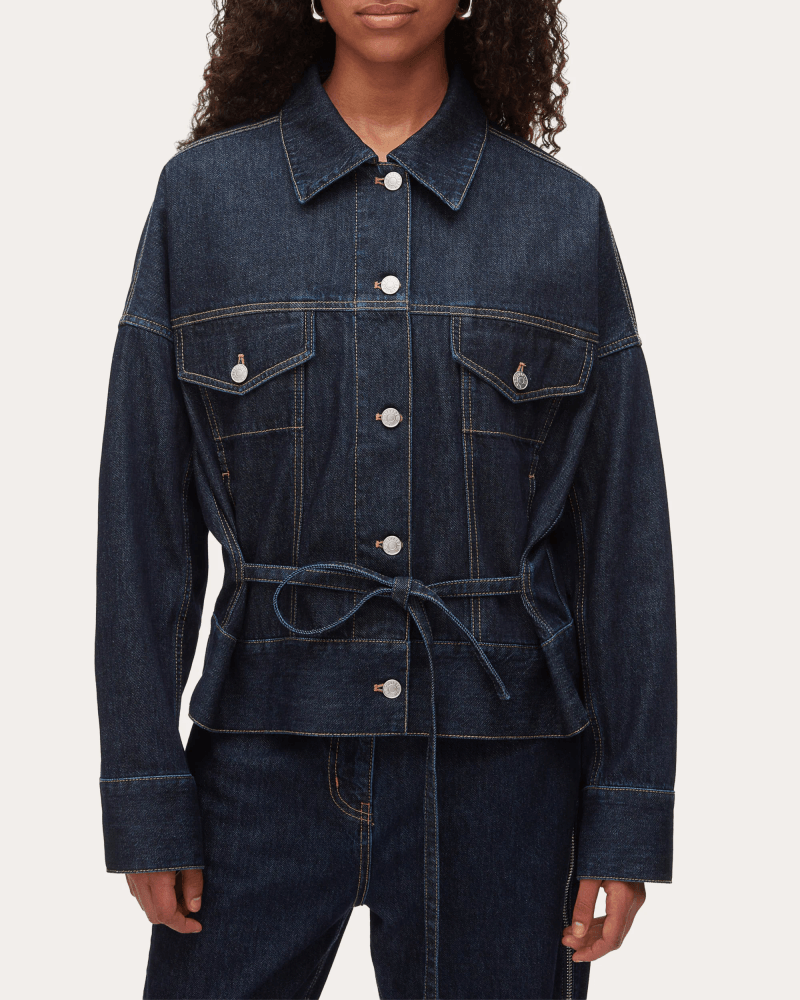 3.1 Phillip Lim Women's Boxy Belted Denim Jacket in Blue Cotton/Denim