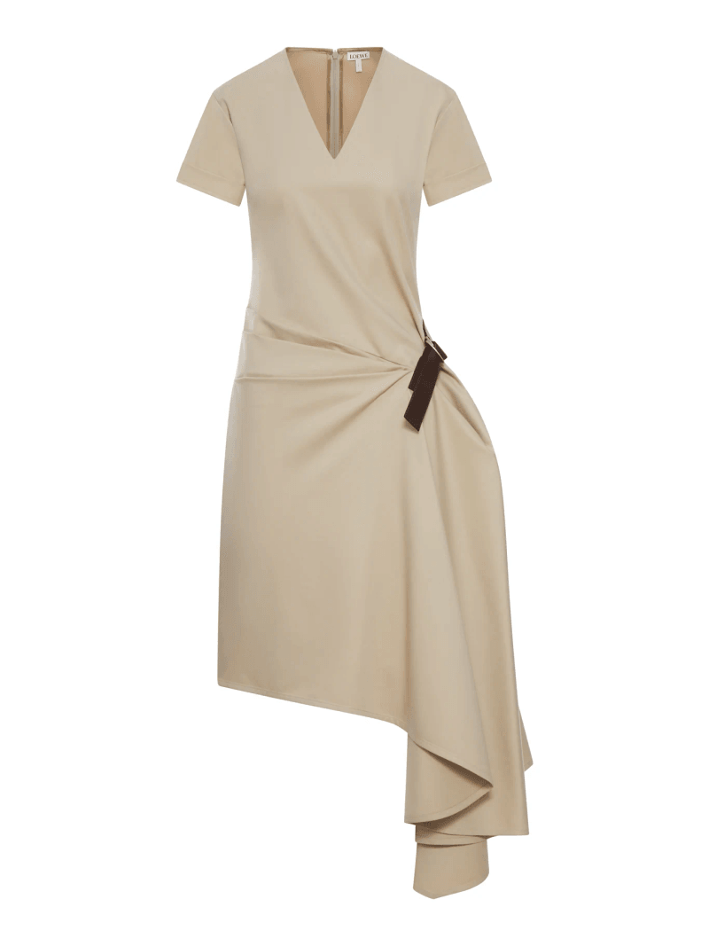COTTON AND SILK DRESS WITH BELT - Loewe - Woman