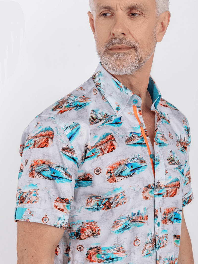 CRUISE LINER PRINT SHORT SLEEVE SHIRT