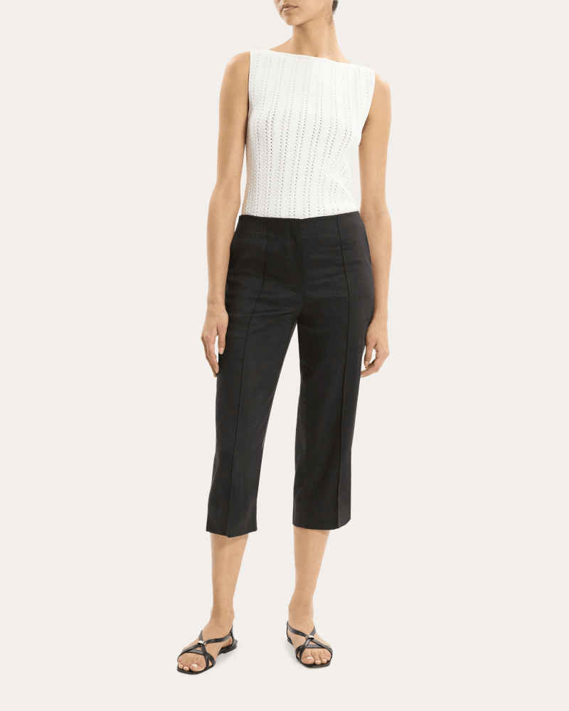 Theory Women's Textured Knit Boatneck Top in White Viscose/Polyester