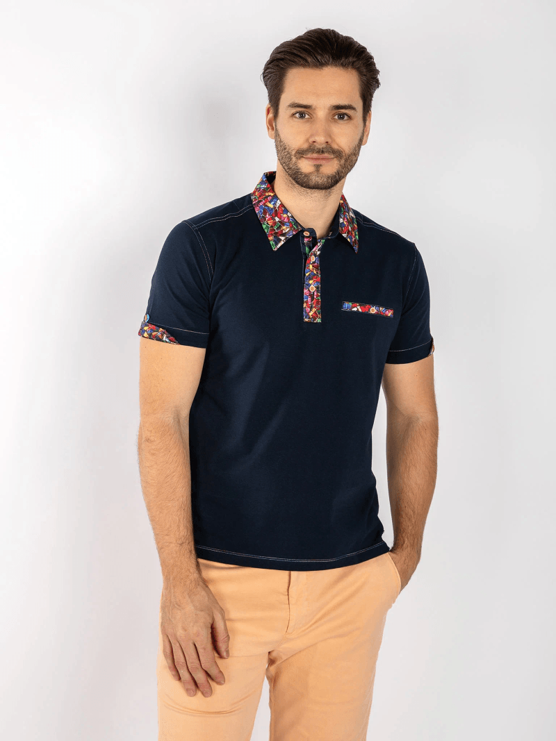 SIGNATURE POLO SHIRT WITH STAINED GLASS INSERT