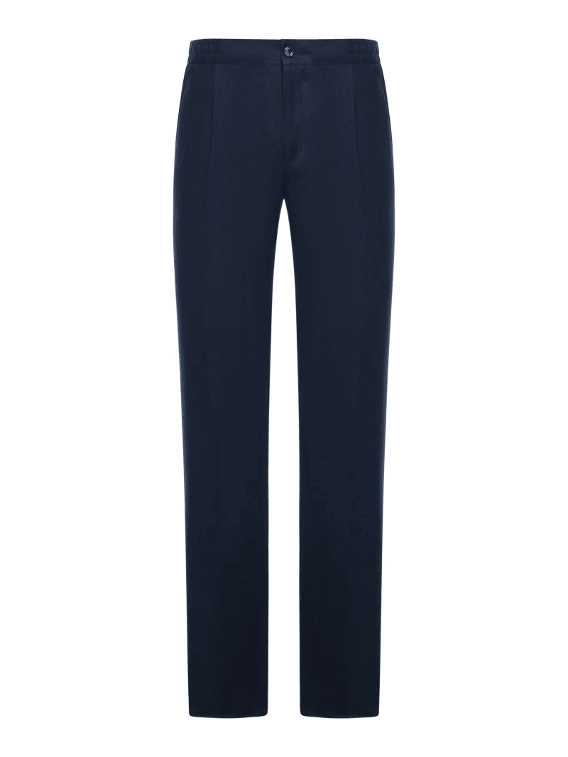 STRAIGHT FIT LINEN TROUSERS WITH ELASTIC WAIST - Kiton - Man