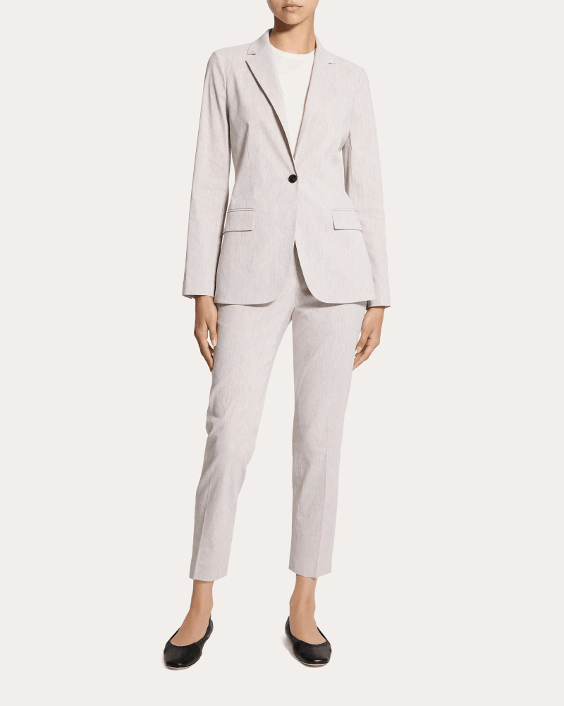 Theory Women's Textured Linen Staple Blazer in Neutral Linen/Viscose/Elastane
