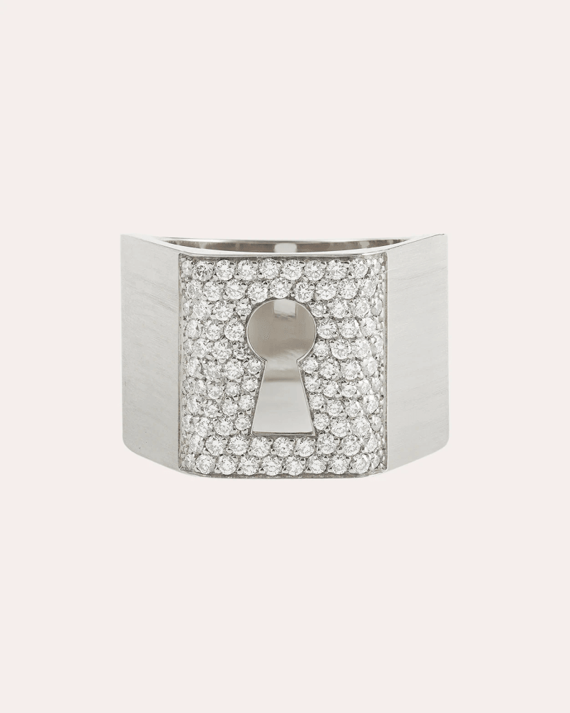 MYSTERYJOY Women's Diamond & 18k White Gold Protection Ring 18K Gold