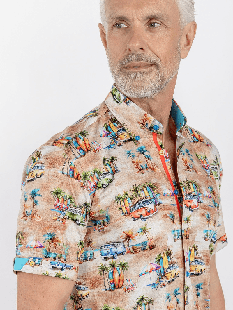 COASTAL CAMPER CRUISER PRINT SHORT SLEEVE SHIRT