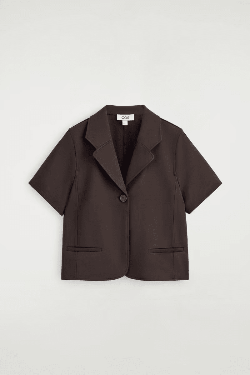Twill-Jersey Short-Sleeved Blazer