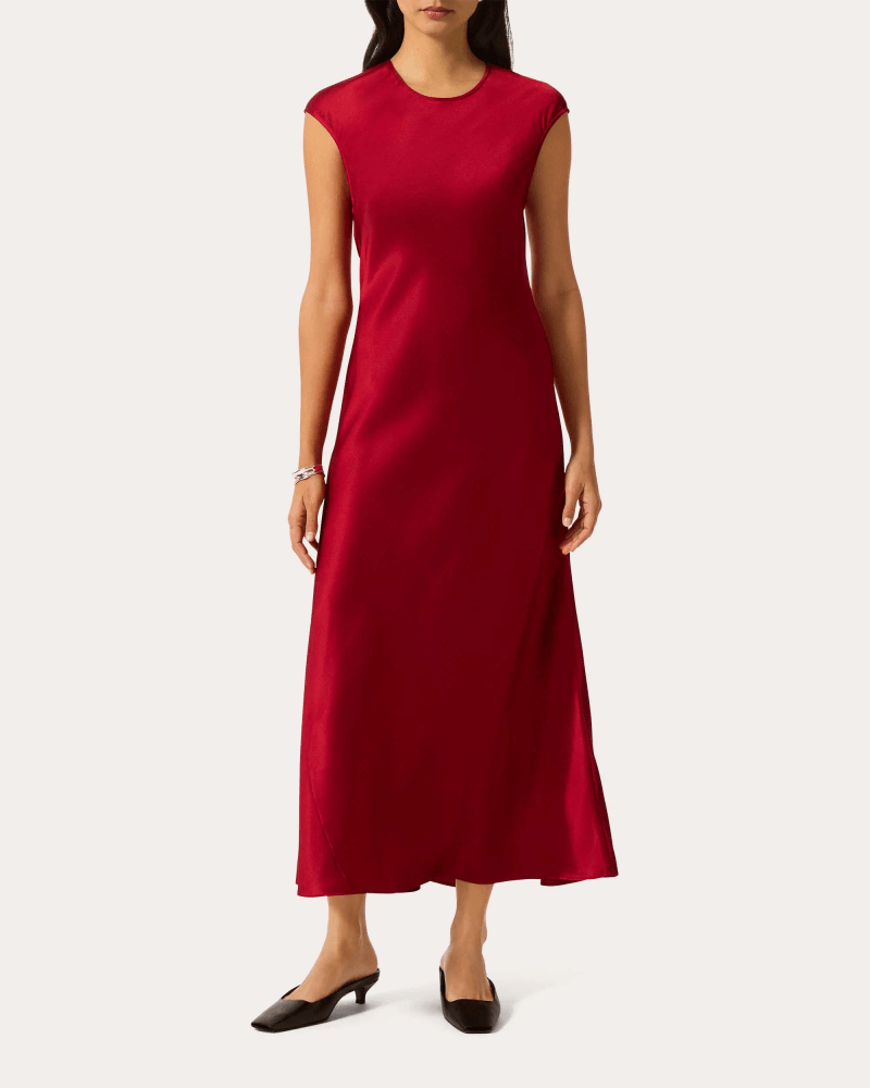 Argent Women's Silk Charmeuse Bias-Cut Slip Dress in Red