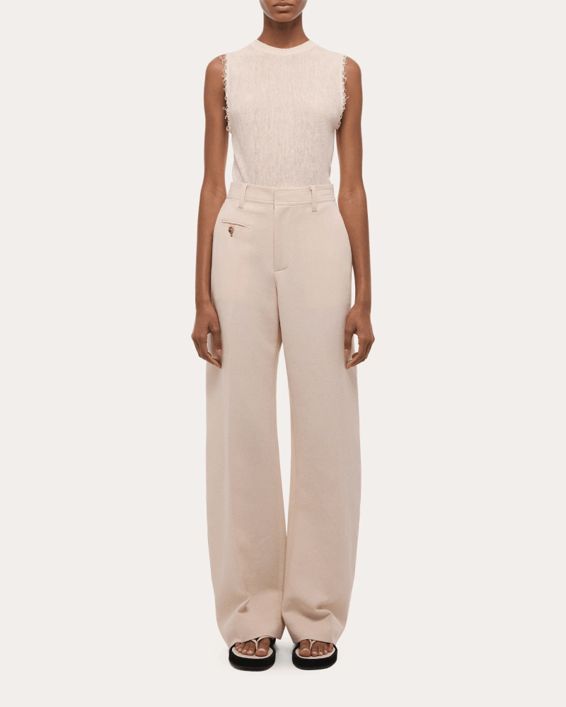 Helmut Lang Women's Sailor Twill Articulated Trousers in Neutral Cotton