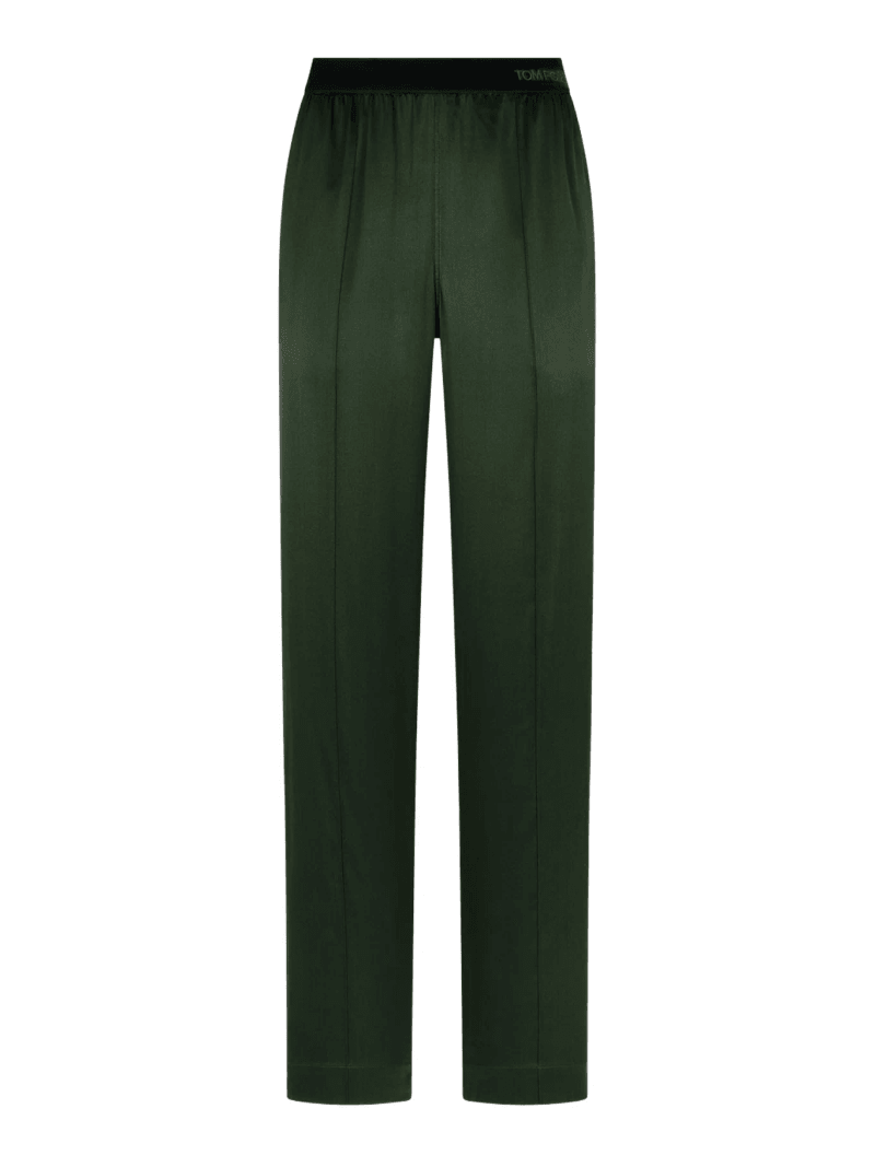 GREEN STRETCH SILK SATIN TROUSERS - Tom Ford - Woman