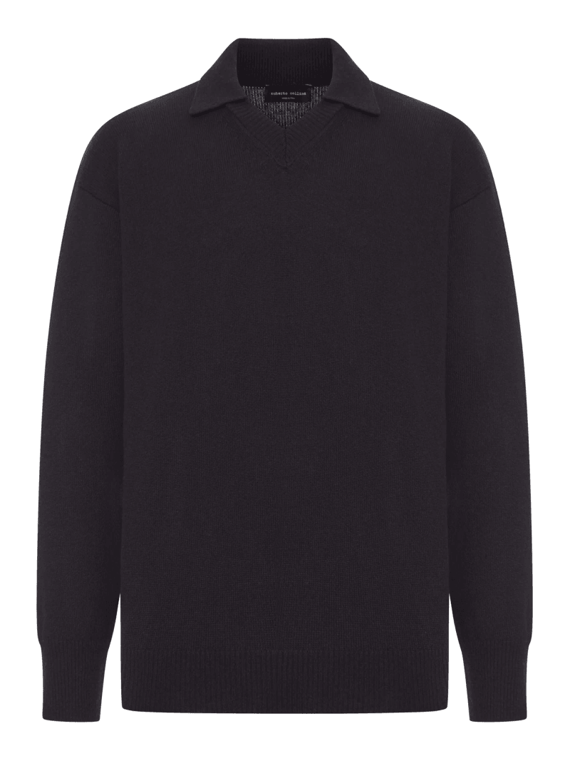 V-NECK WOOL POLO SHIRT - Roberto Collina - Man