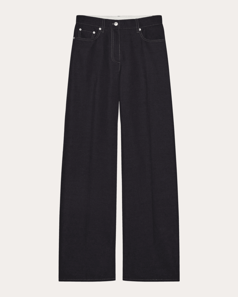Helmut Lang Women's Relaxed Bootcut Trousers in Blue Wool/Denim/Polyester