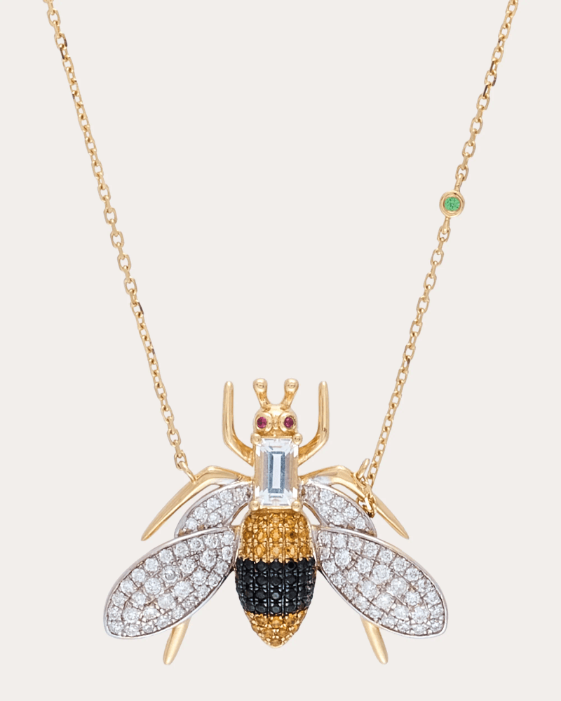Nelly Rojas Women's Yellow Topaz & Onyx Véspula Pendant Necklace in Gold 18K Gold