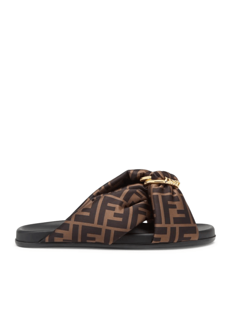 FENDI FEEL SANDALS IN SATIN FF - Fendi - Woman