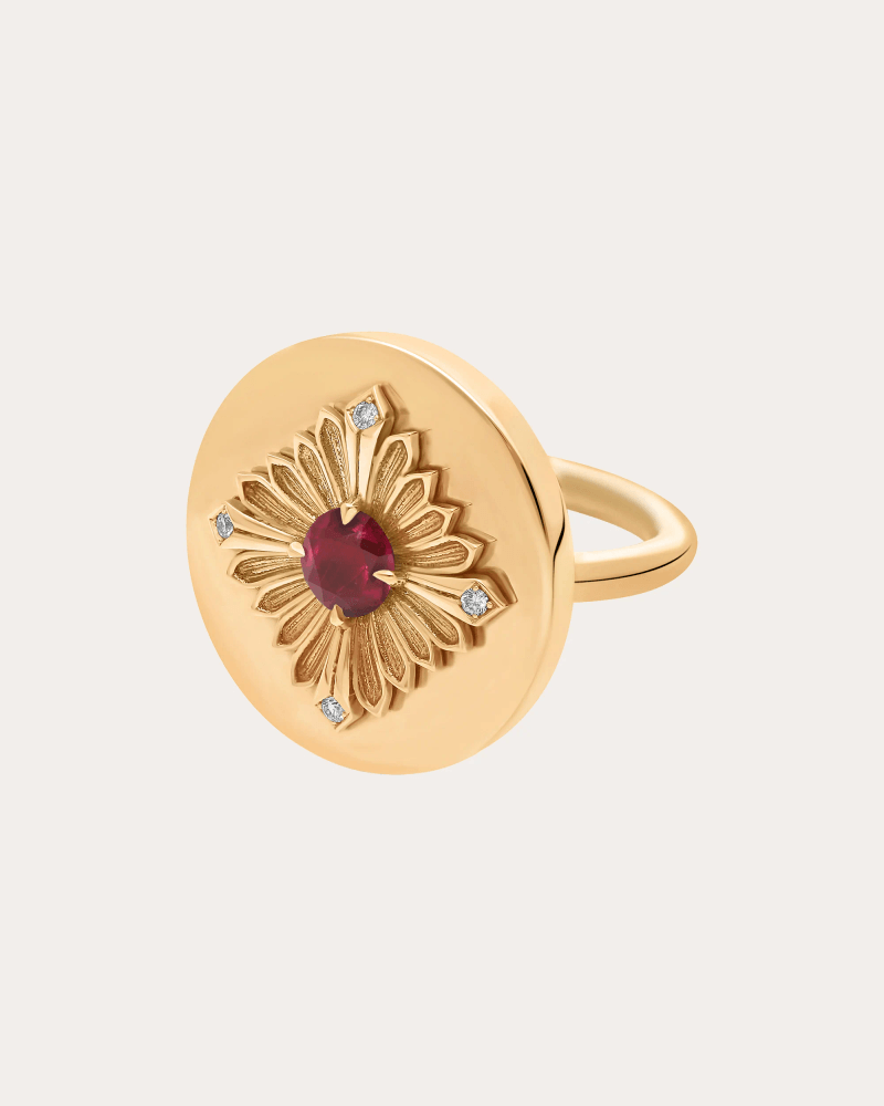 Rouvenat Women's Ruby & Diamond 18k Gold Tag Ring in Gold/red