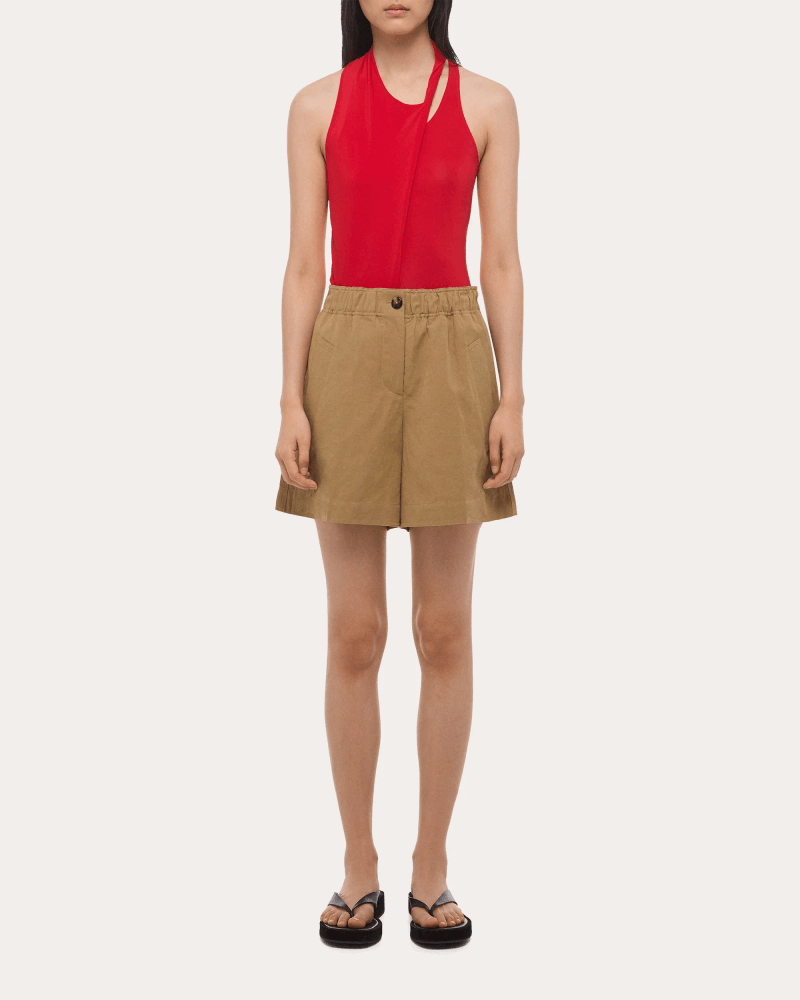 Helmut Lang Women's Cotton Linen Trench Shorts in Neutral Cotton/Linen