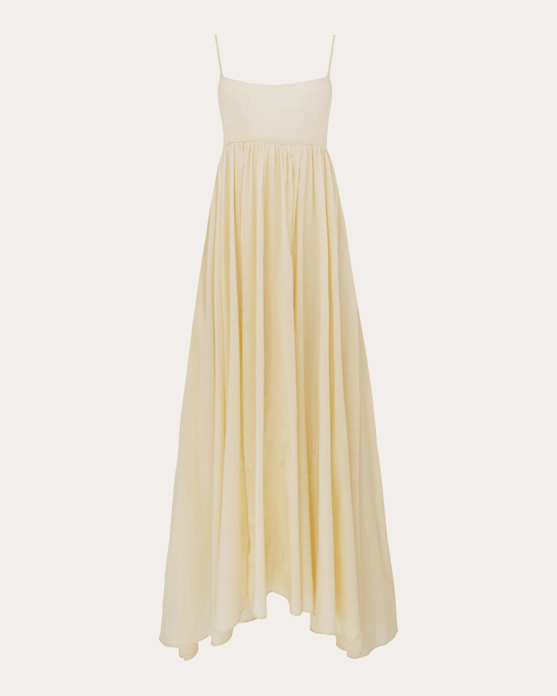 Azeeza Women's Rachel Cotton Voile Gathered Midi Dress in Neutral