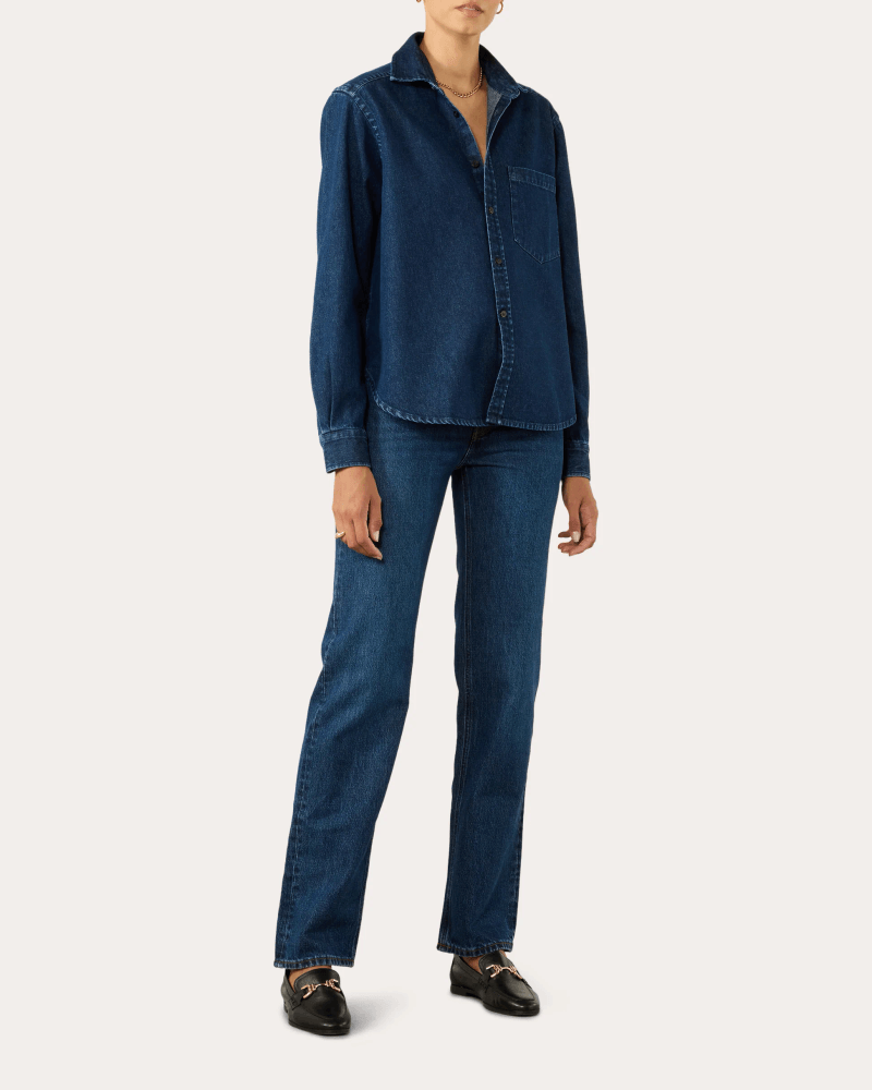 With Nothing Underneath Women's The Classic Denim Shirt in Indigo Cotton/Denim