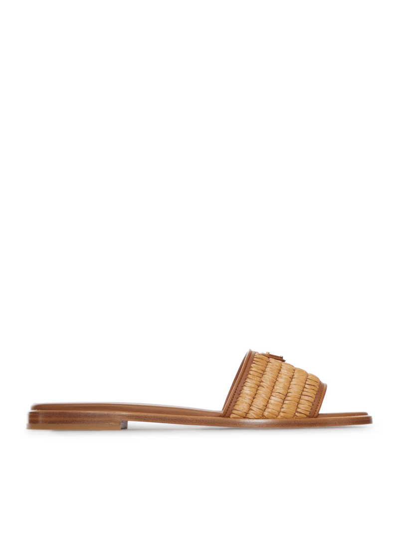RAFFIA SLIPPERS WITH LOGO - Prada - Woman