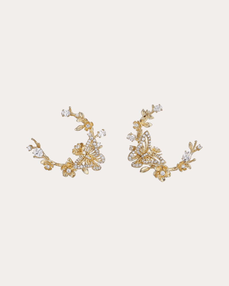 Anabela Chan Women's Diamond Orchard Garland Hoop Earrings in White 18K Gold