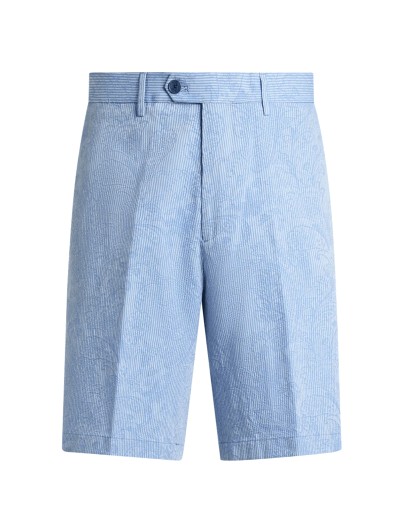 JACQUARD COTTON SHORTS WITH FLORAL PAISLEY STRIPES - Etro - Man
