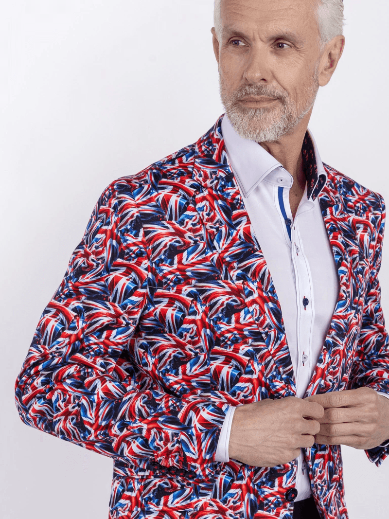 UNION JACK PRINTED FITTED JACKET
