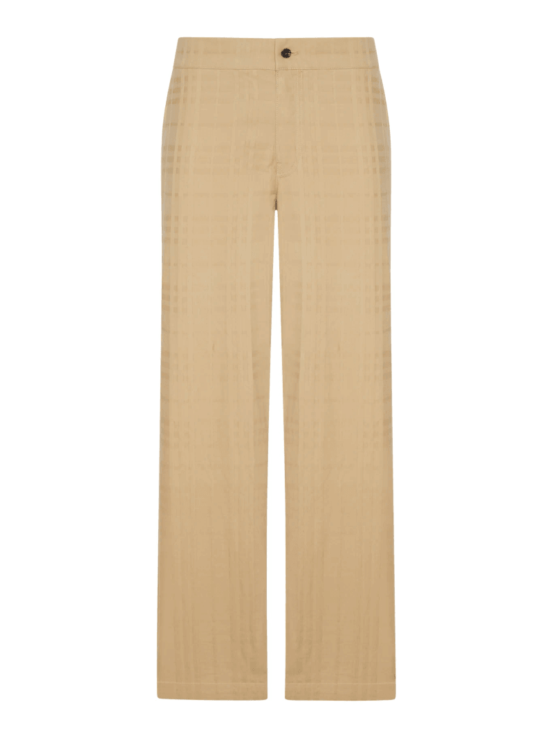 TEXTURED CHECK COTTON TROUSERS - Burberry - Man