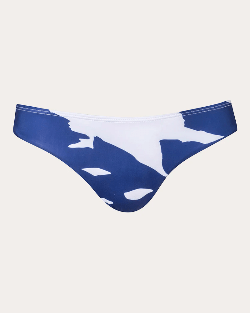 Verdelimon Women's Tunas Palms Low-Rise Bikini Bottoms in Blue Polyester
