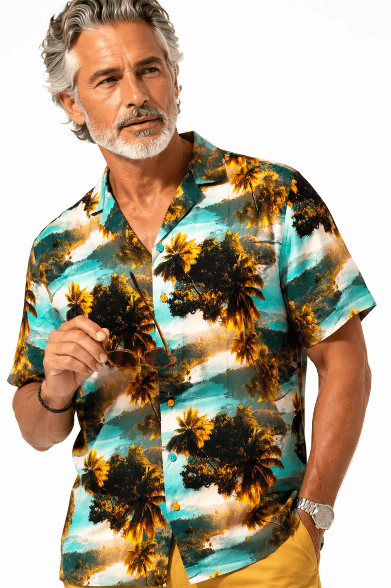 THE GOLDEN PALM TREES HAWAIIAN SHIRT