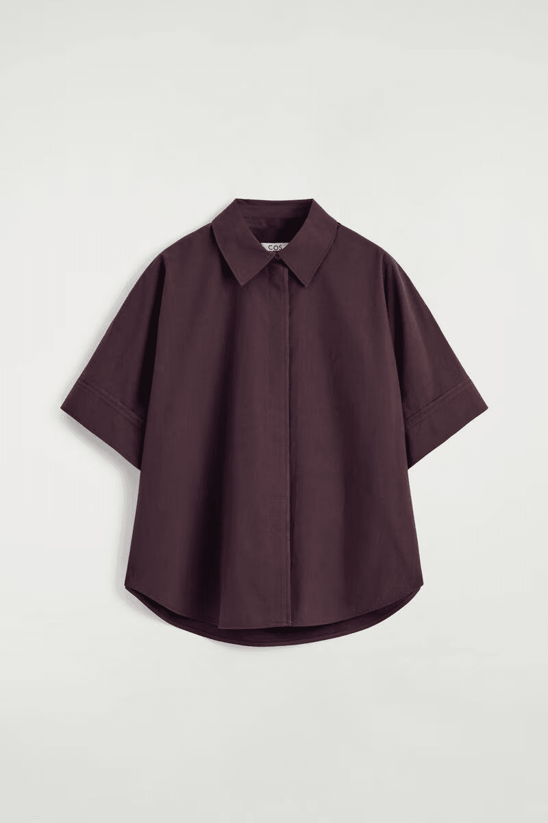 Oversized Short-Sleeved Cotton Shirt