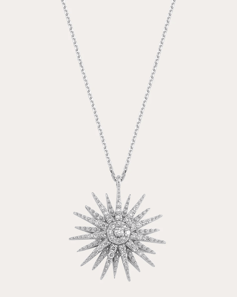 Bee Goddess Women's Diamond Jardin Star Pendant Necklace in White Gold 14K Gold