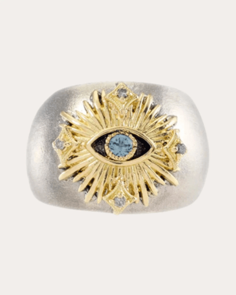 Armenta Women's Spinel & Diamond Two-Tone Evil Eye Dome Ring in Yellow Gold 18K Gold