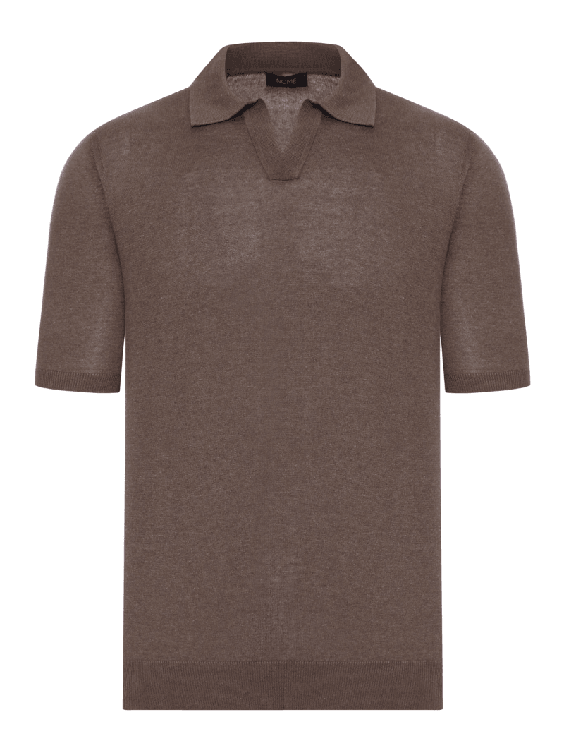 V-NECK POLO SHIRT WITH MELANGE EFFECT IN SILK - Nome G - Man