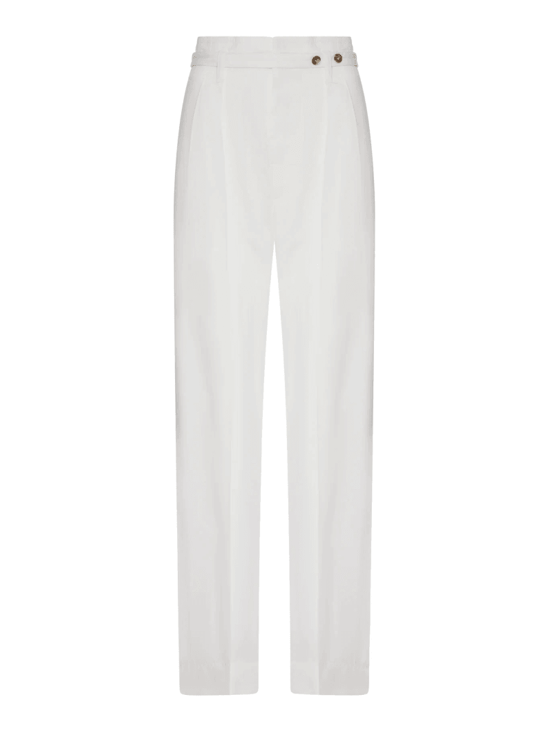 STRAIGHT-LEG TAILORED COTTON TROUSERS - Bottega Veneta - Woman