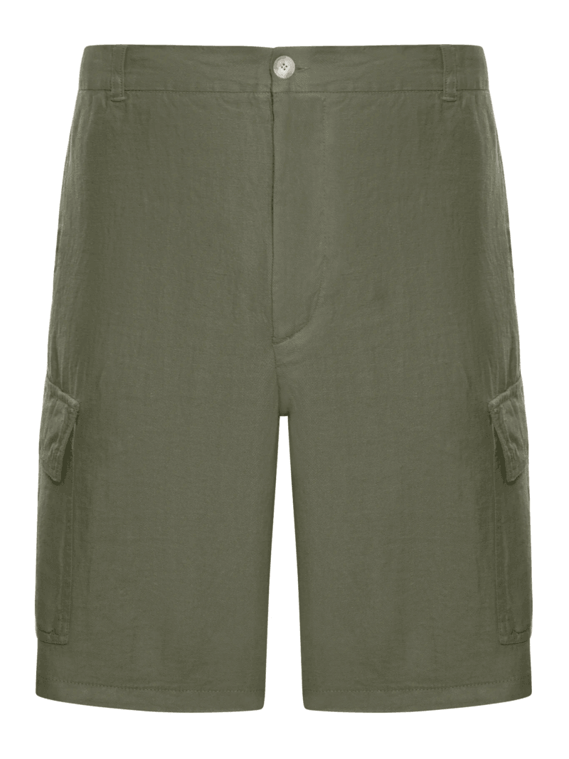 LINEN CARGO BERMUDA SHORTS - 120% Lino - Man