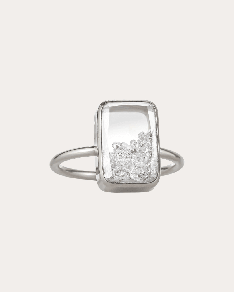 Moritz Glik Women's Diamond & 18k Gold Petite Ten Fourteen Shaker Ring in White Gold