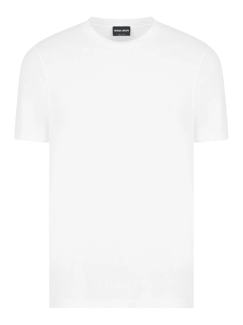 CREWNECK SHORT SLEEVED SWEATER IN STRETCH VISCOSE JERSEY - Giorgio Armani - Man