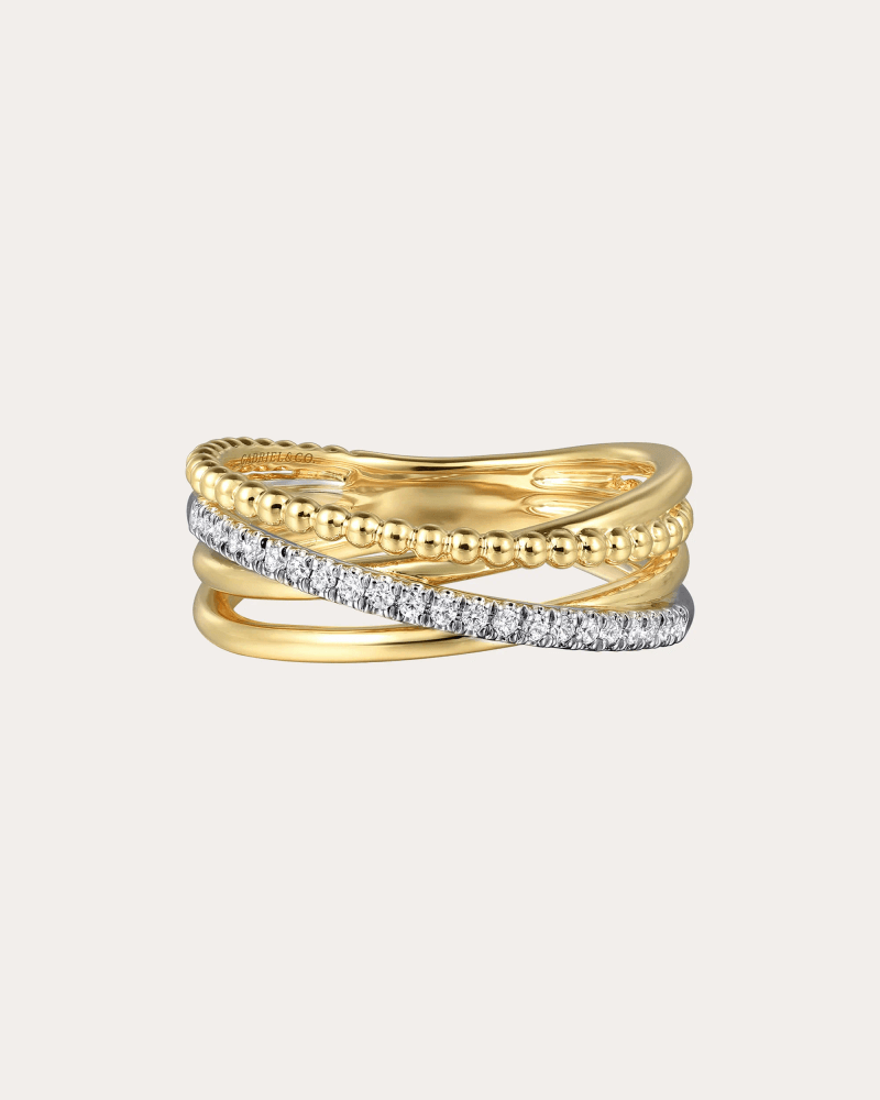 Gabriel & Co. Women's Diamond & 14k Gold Bujukan Crisscross Ring in Yellow