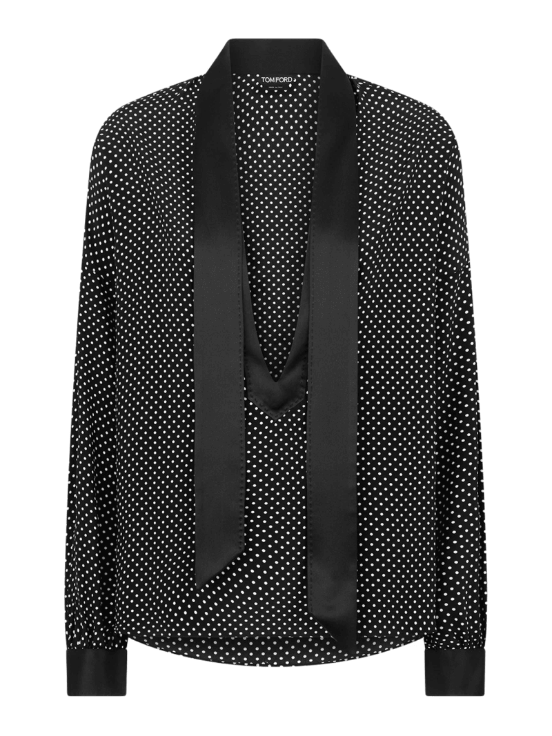 POLKA-DOT SILK CREPE BLOUSE WITH TUXEDO DETAILS - Tom Ford - Woman