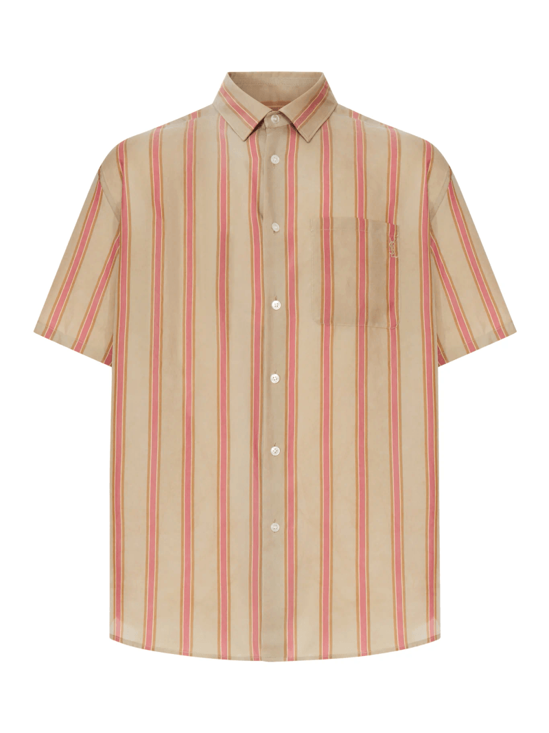 STRIPED CUPRO TWILL CHEMISE - Saint Laurent - Man