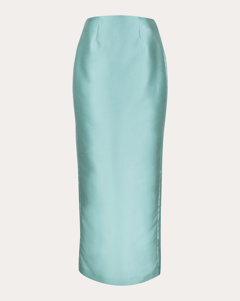 byVarga Women's Agnes Satin Pencil Skirt in Blue Polyester/Silk