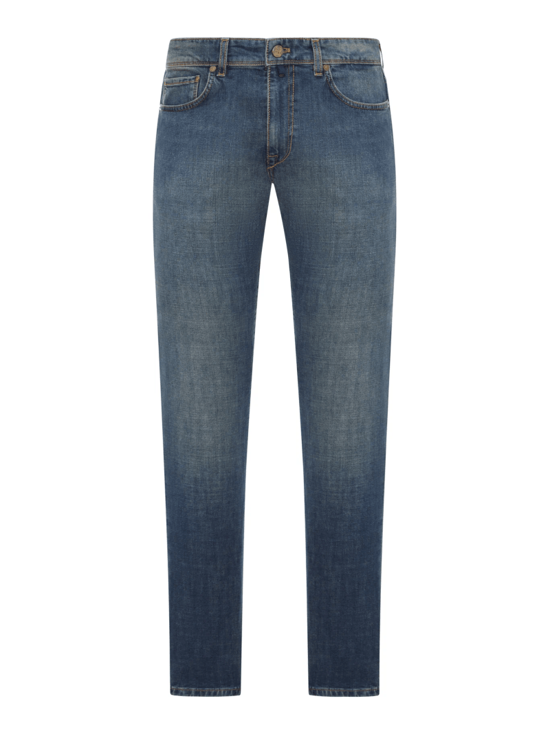 MEDIUM WASH BLUE COTTON DENIM JEANS - Incotex - Man