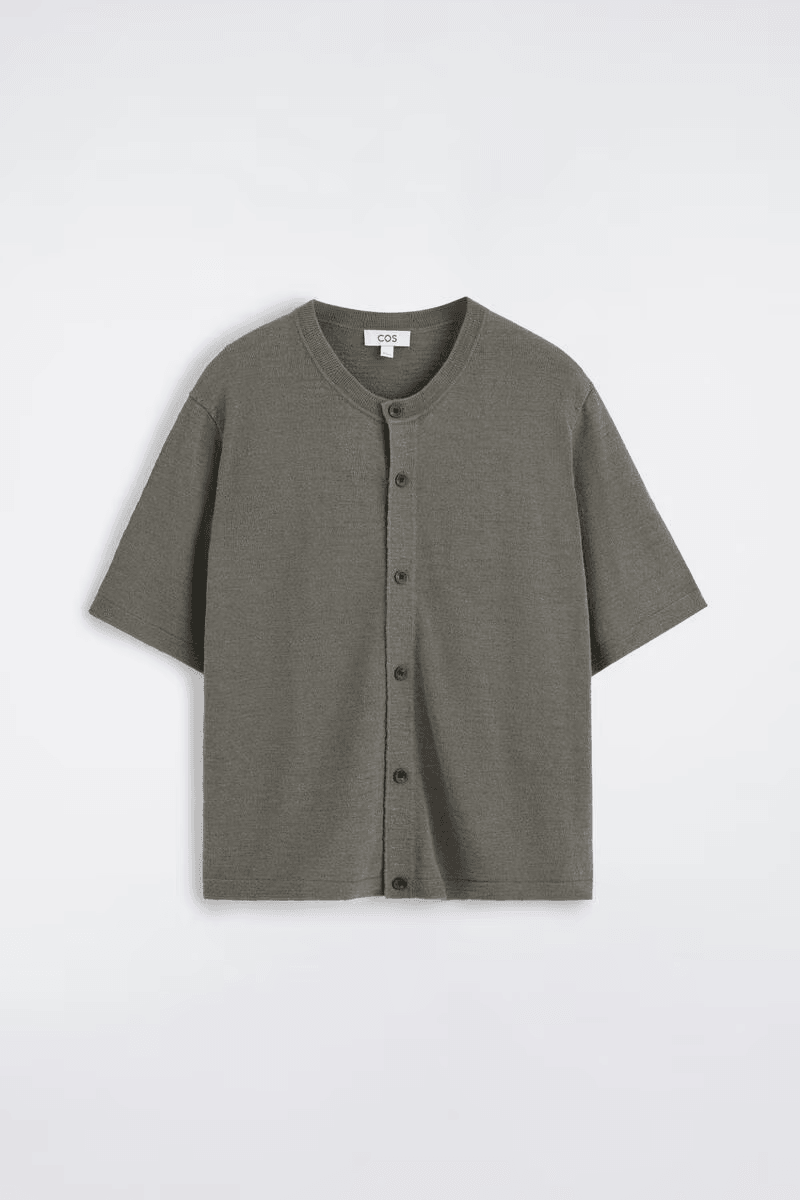 Bouclé-Knit Short-Sleeved Cardigan