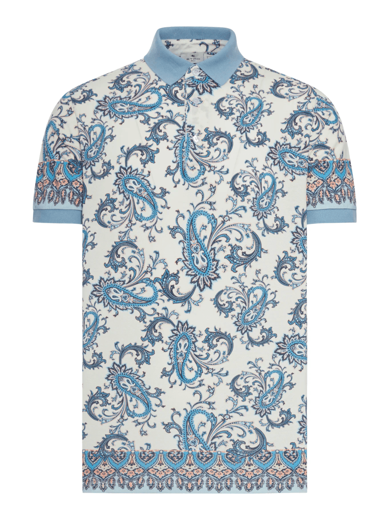 COTTON POLO SHIRT WITH PLACED PRINT - Etro - Man