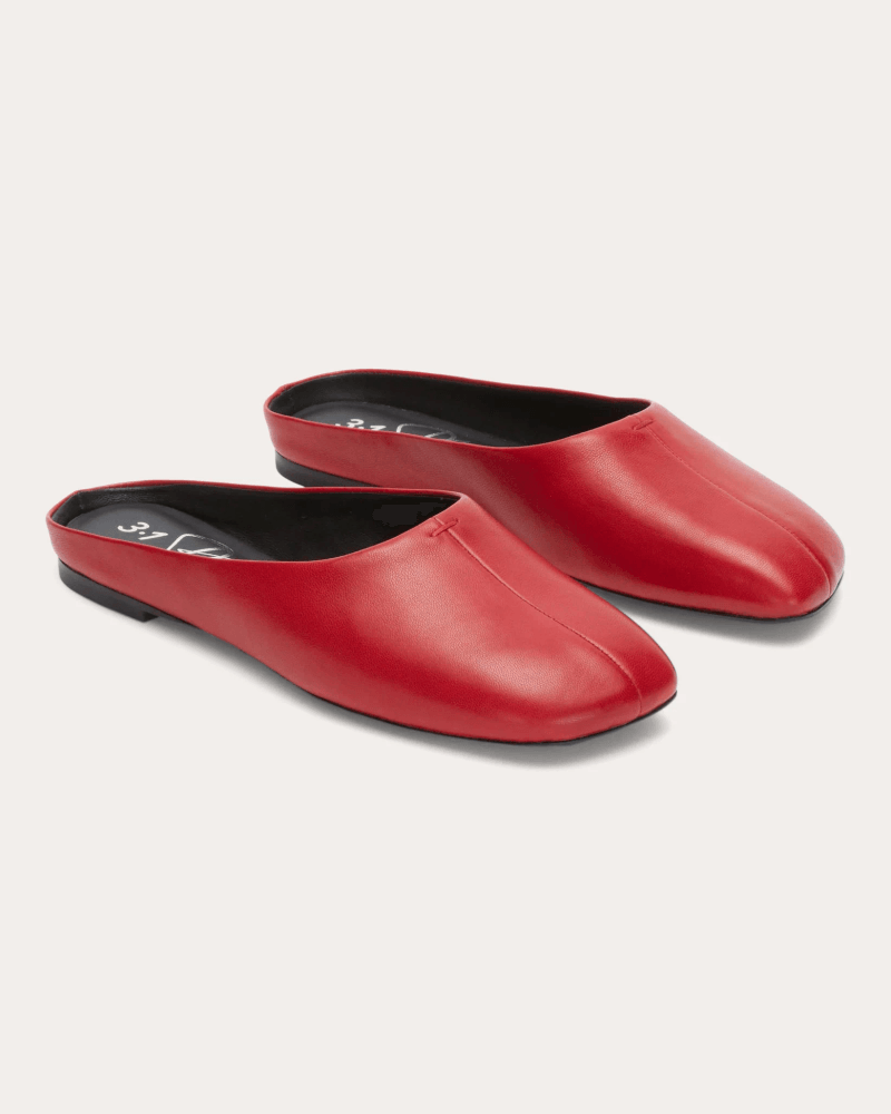 3.1 Phillip Lim Women's ID Leather Flat Mule in Red