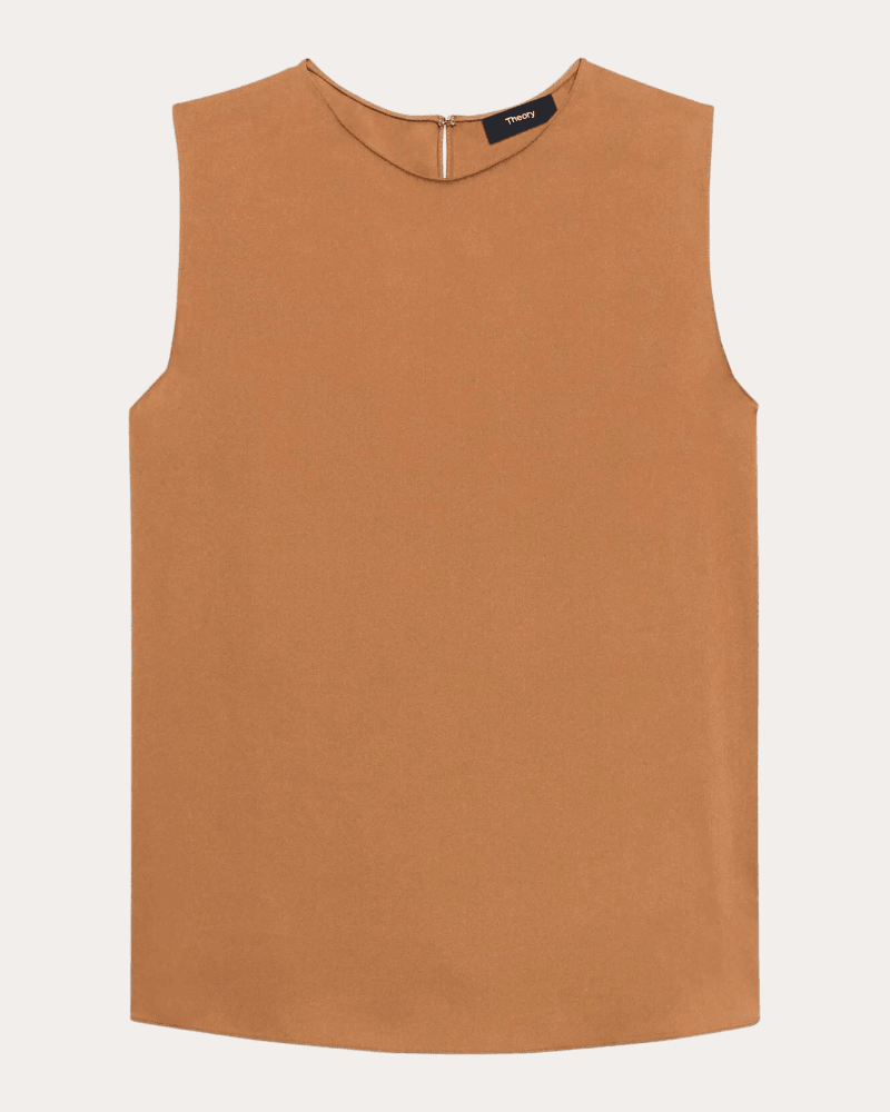 Theory Women's Silk Georgette Shell Top in Brown
